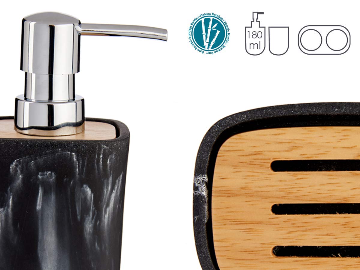 Black plastic bamboo bathroom set - Image 4