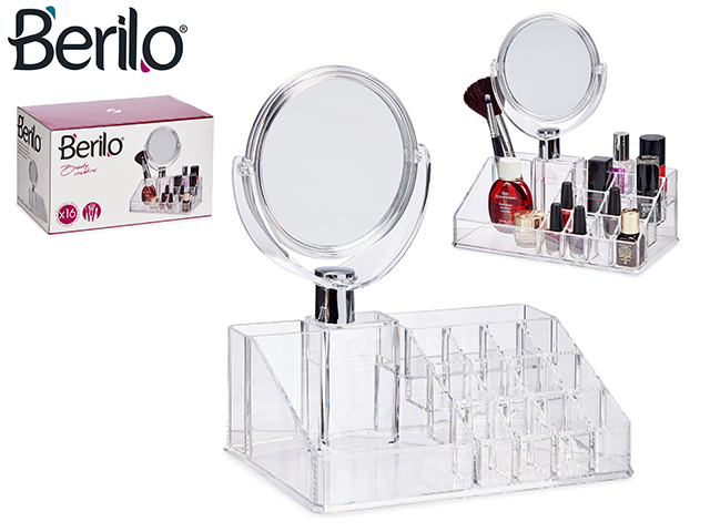 Organizer with mirror 16 slots