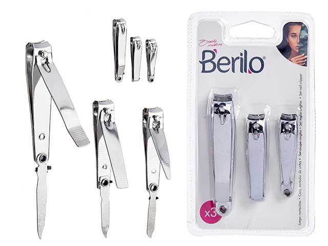 Set of 3 nail clippers silver color