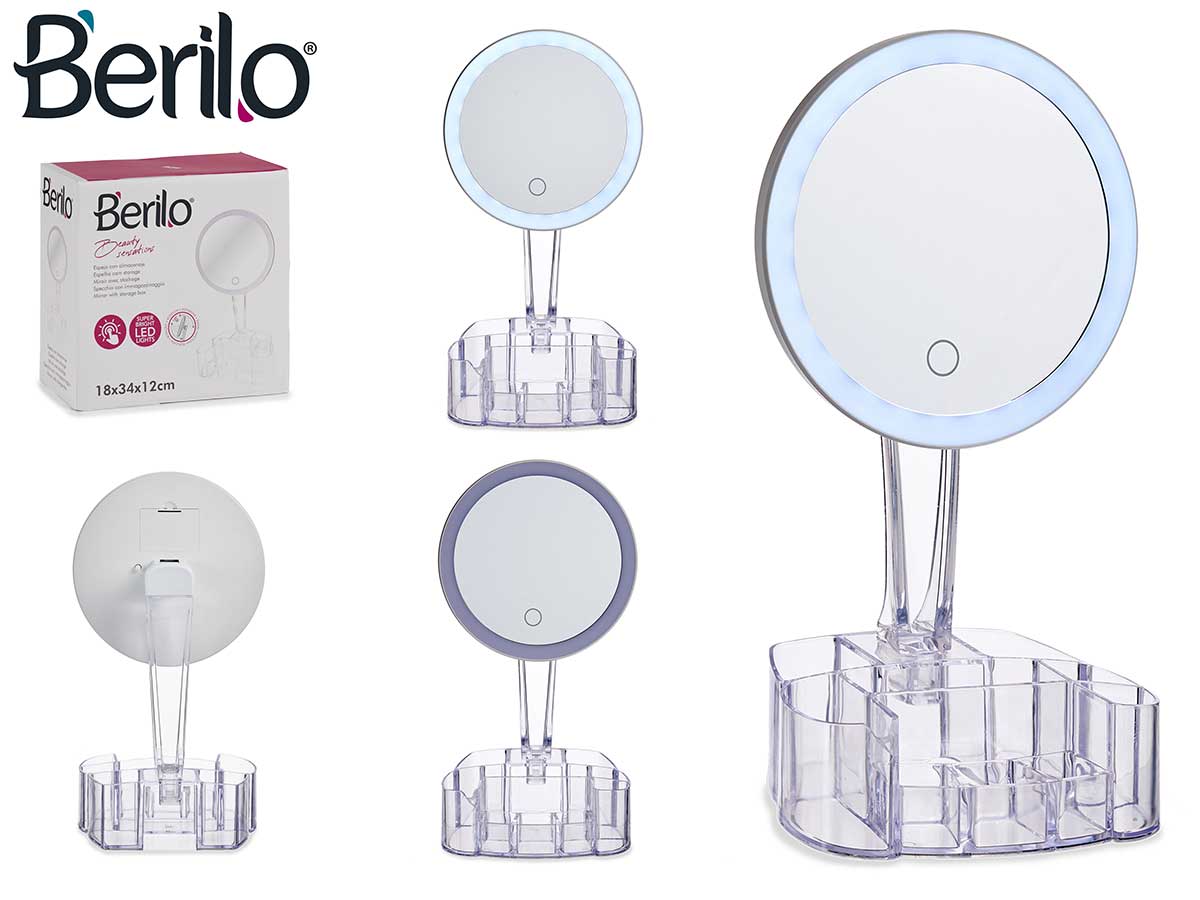 Magnifying mirror 1x tabletop ps with led