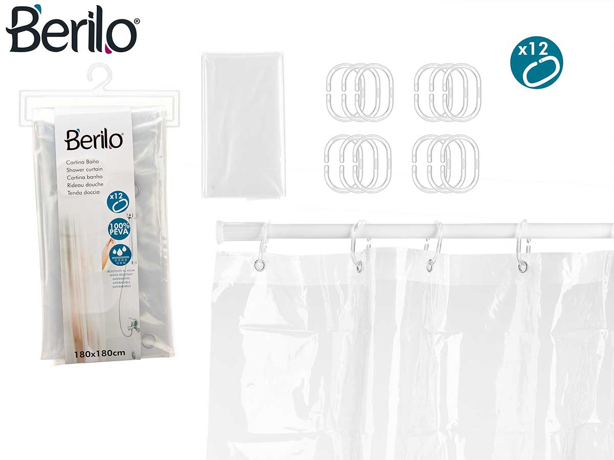 Rideau de douche peva 180 x 180 cm transp