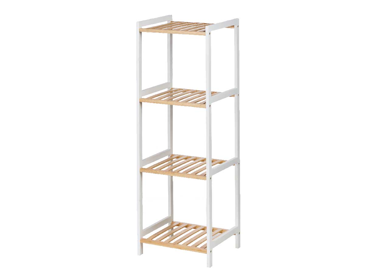 Estanteria cuadrada 4 estantes bambu blanco - Image 2