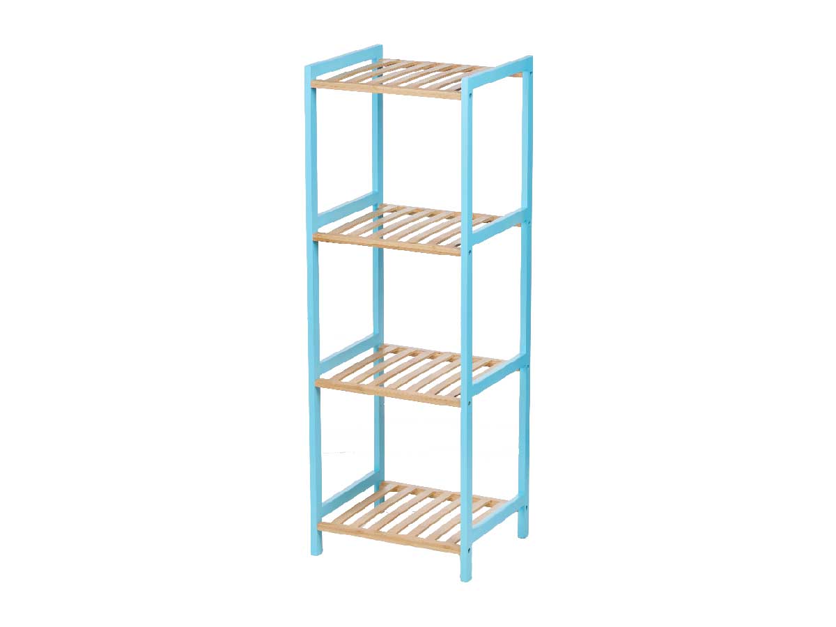 4 tier square shelf bamboo blue - Image 2