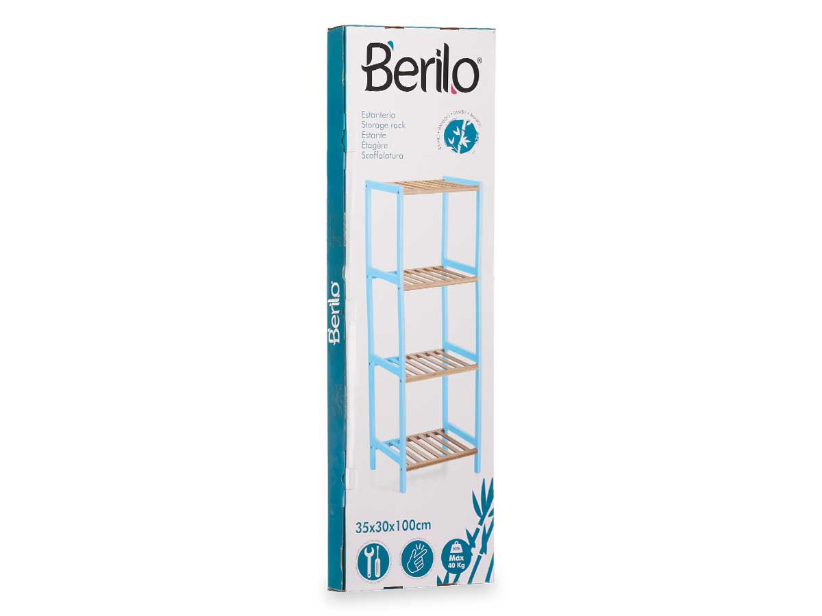 4 tier square shelf bamboo blue - Image 3