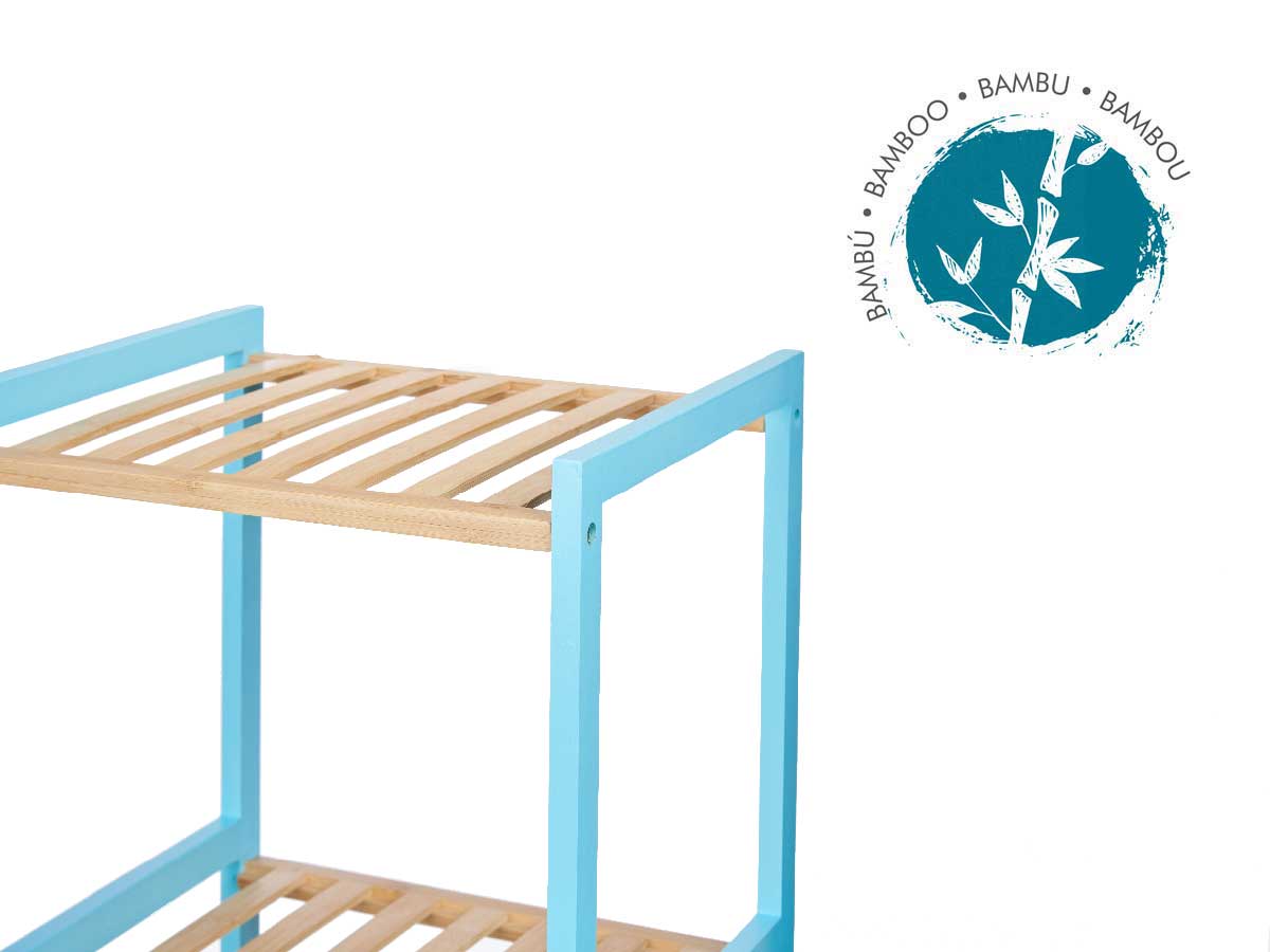 4 tier square shelf bamboo blue - Image 4