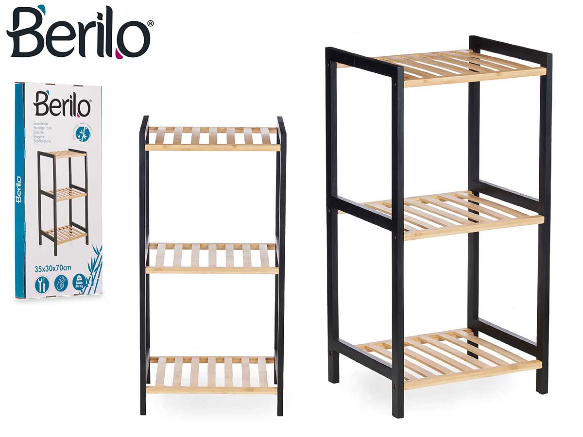 3 tier square shelf bamboo black