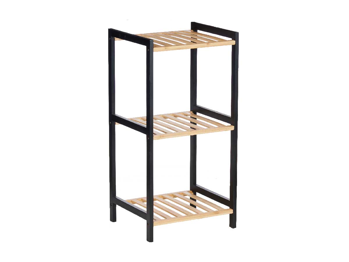 3 tier square shelf bamboo black - Image 2