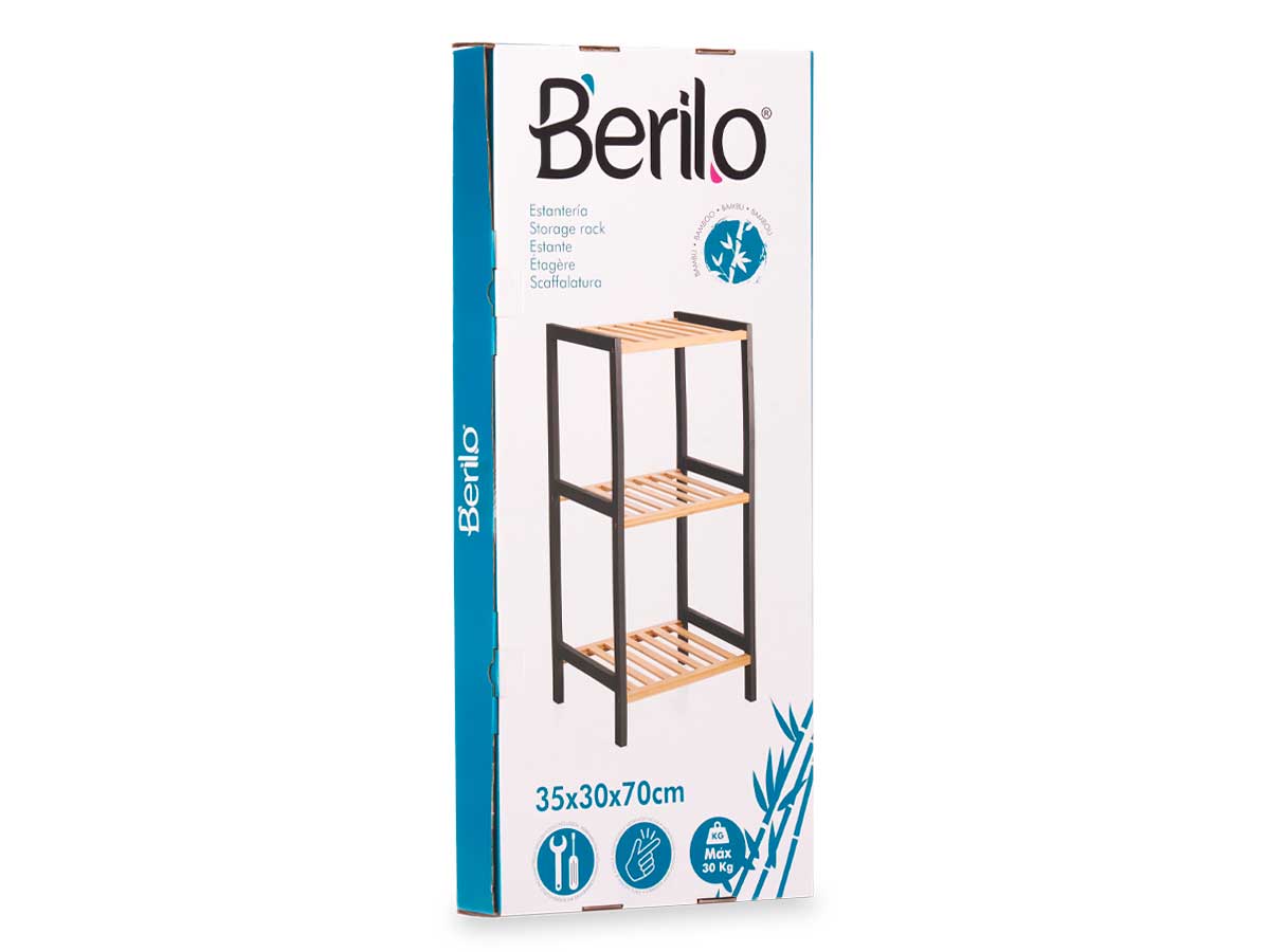 3 tier square shelf bamboo black - Image 3