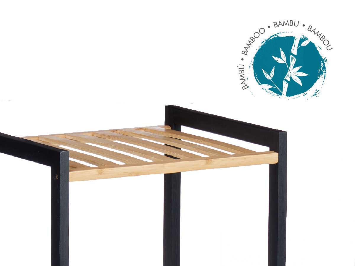 3 tier square shelf bamboo black - Image 4