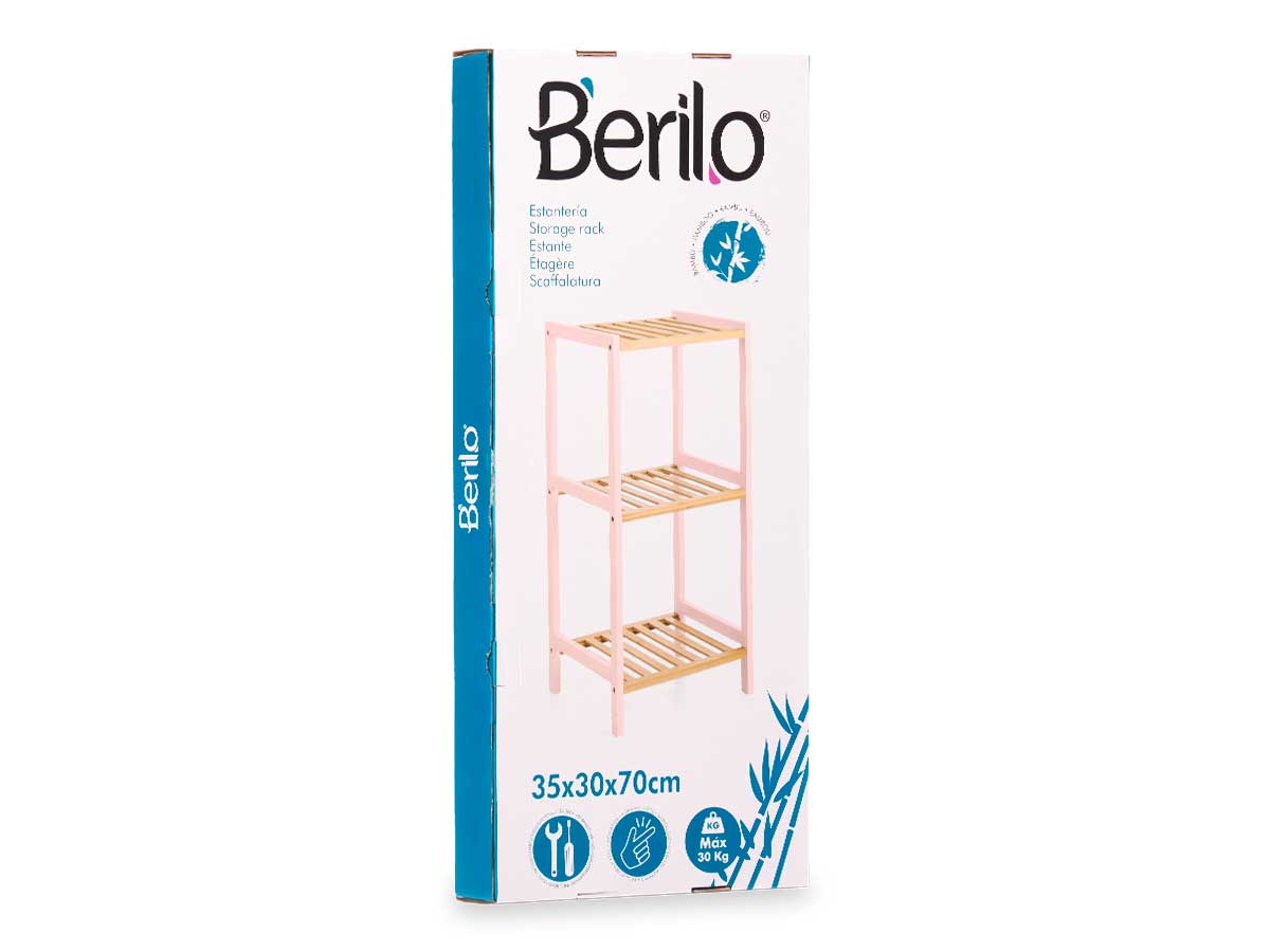 3 tier square shelf bamboo pink - Image 3