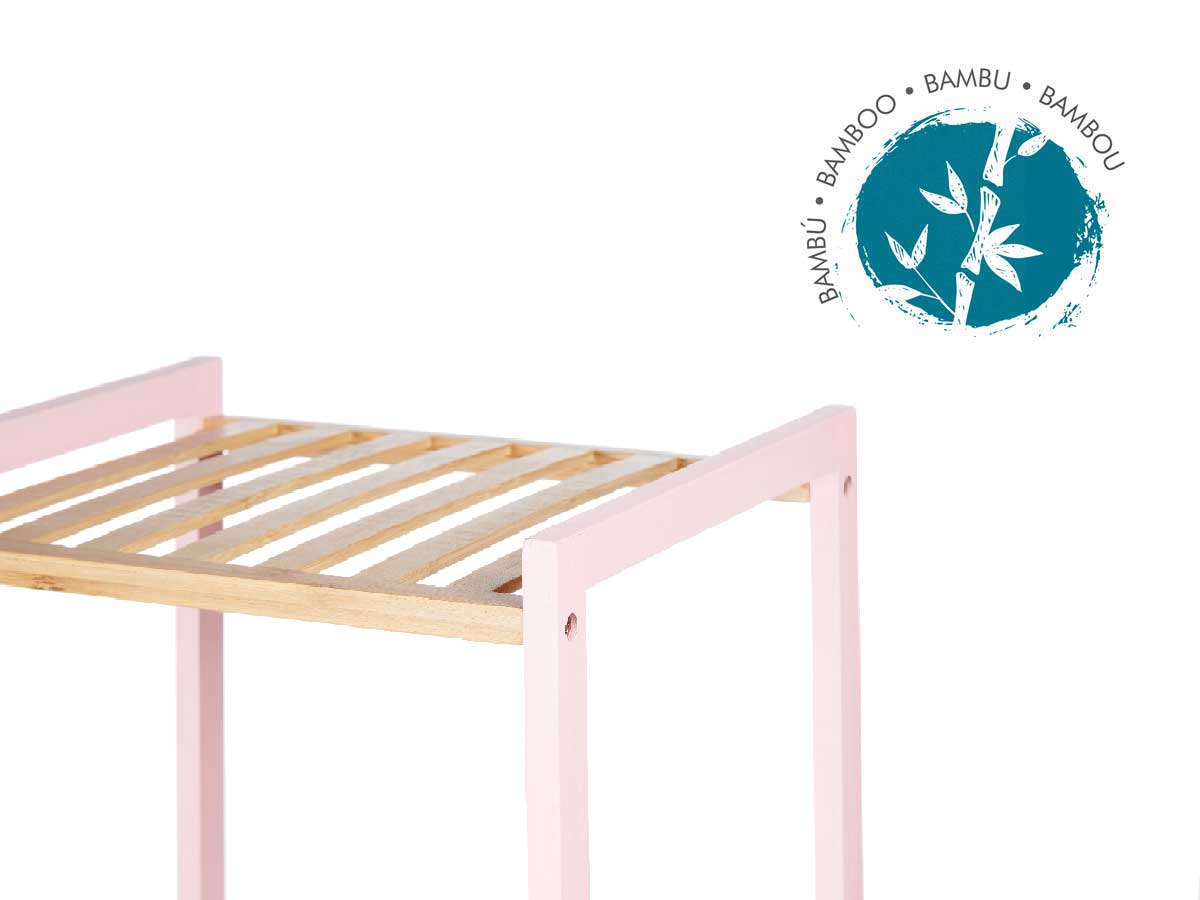 3 tier square shelf bamboo pink - Image 4