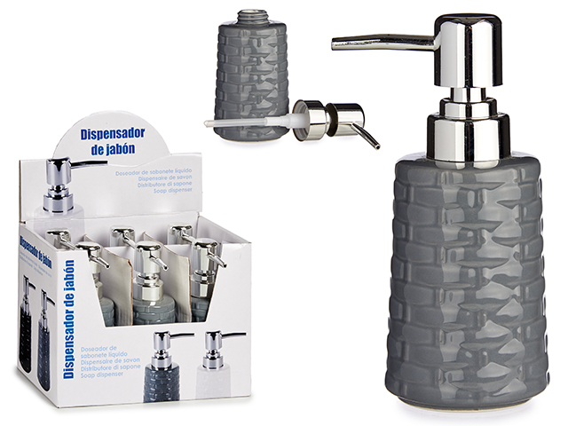 Doseur savon ceramique relief gris