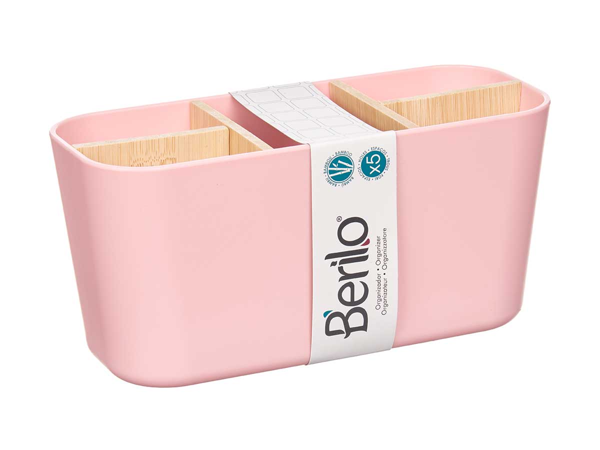 Square organiser 5 compartments bamboo pink - Image 2