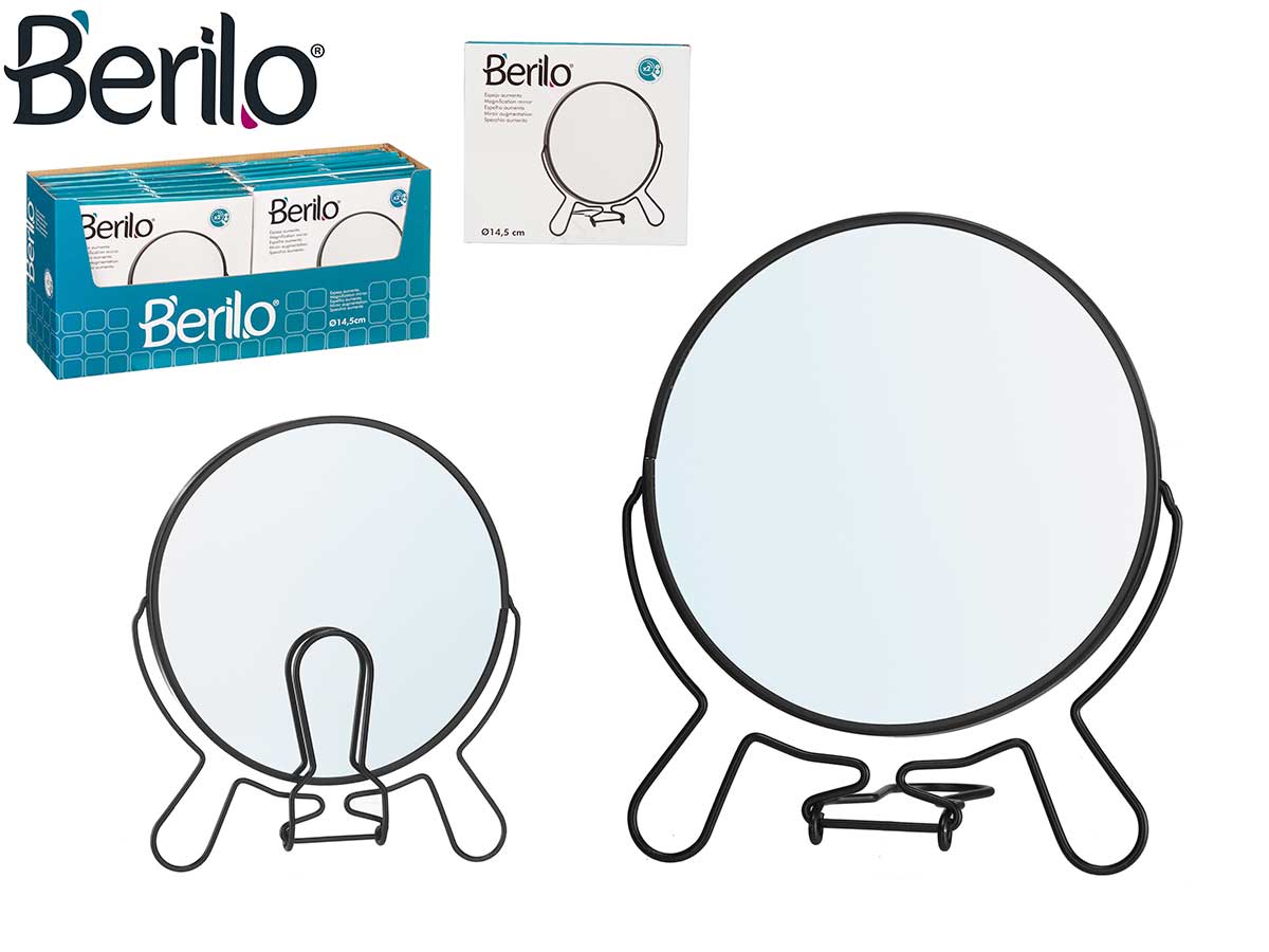 Double-sided magnifying mirror 14,5 cm black