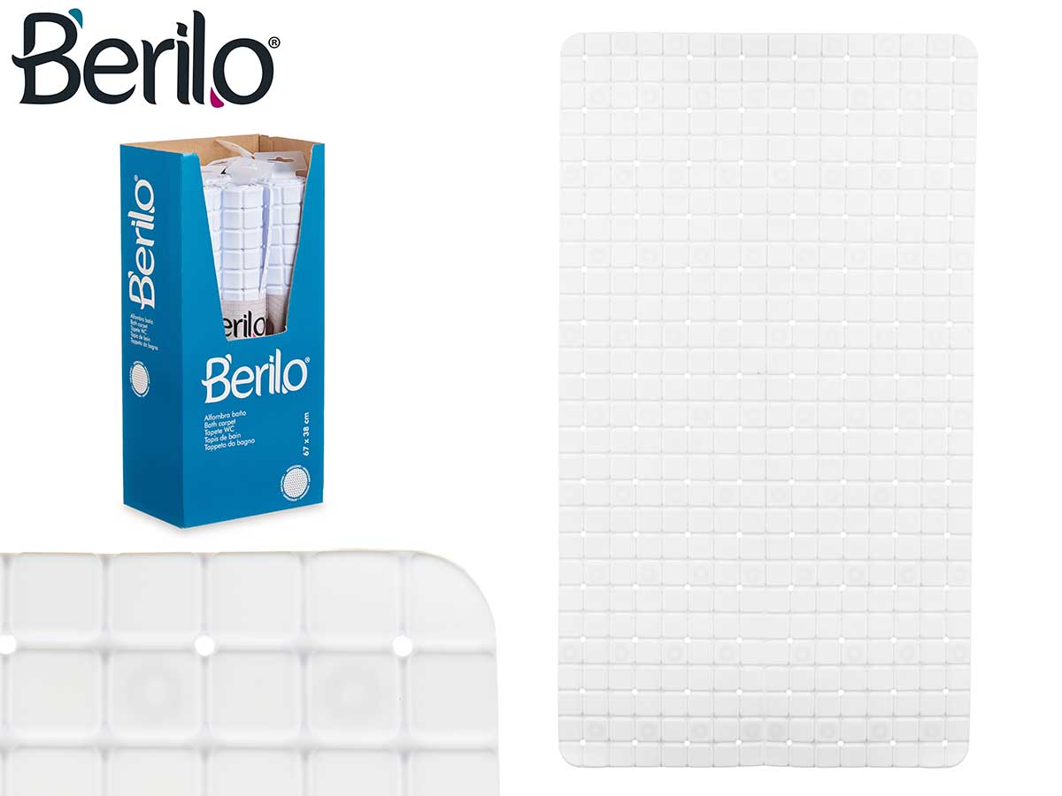 Anti-slip bath mat squares white large