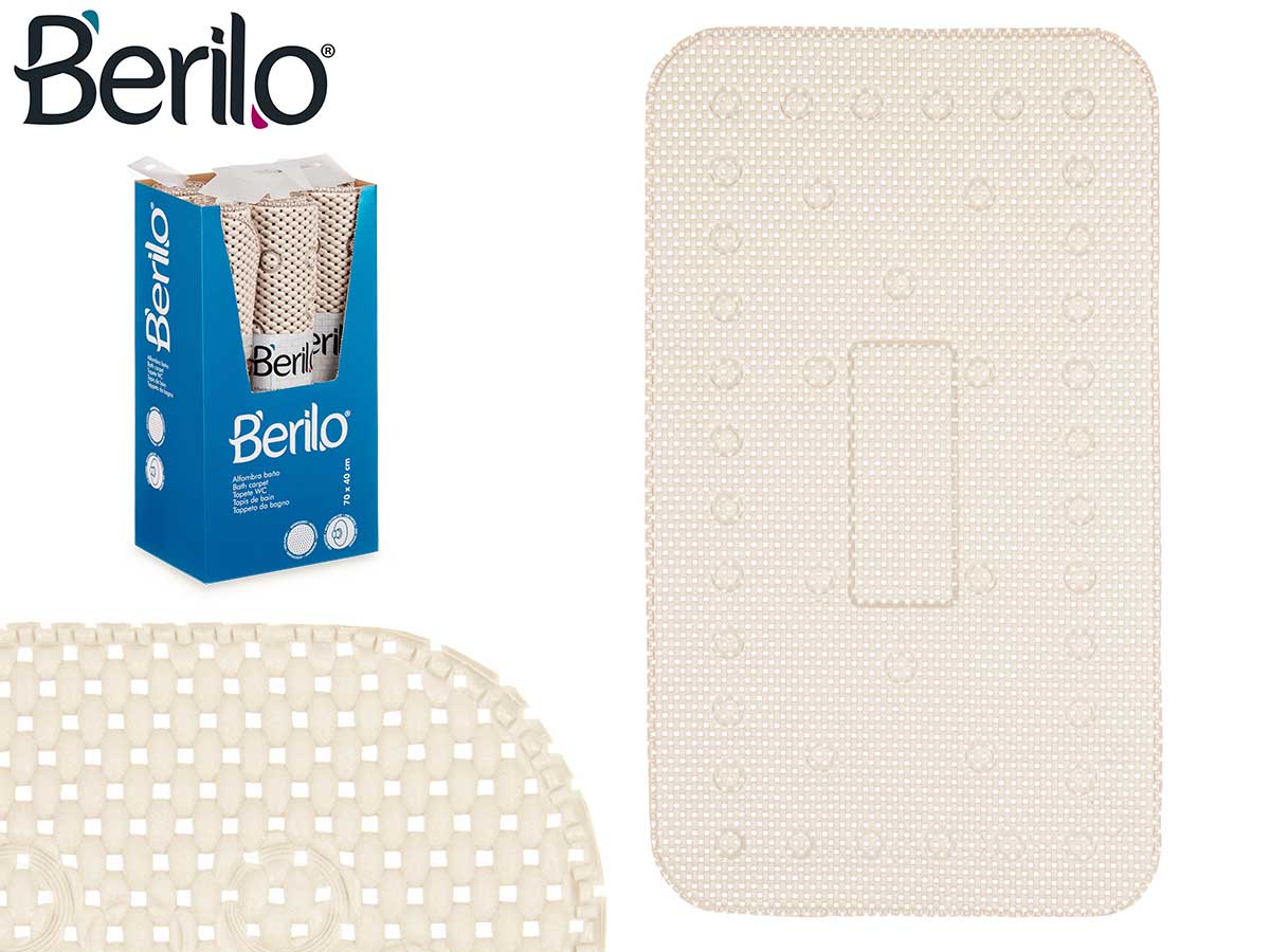 Tapis bain antidérapant caoutchouc beige grand