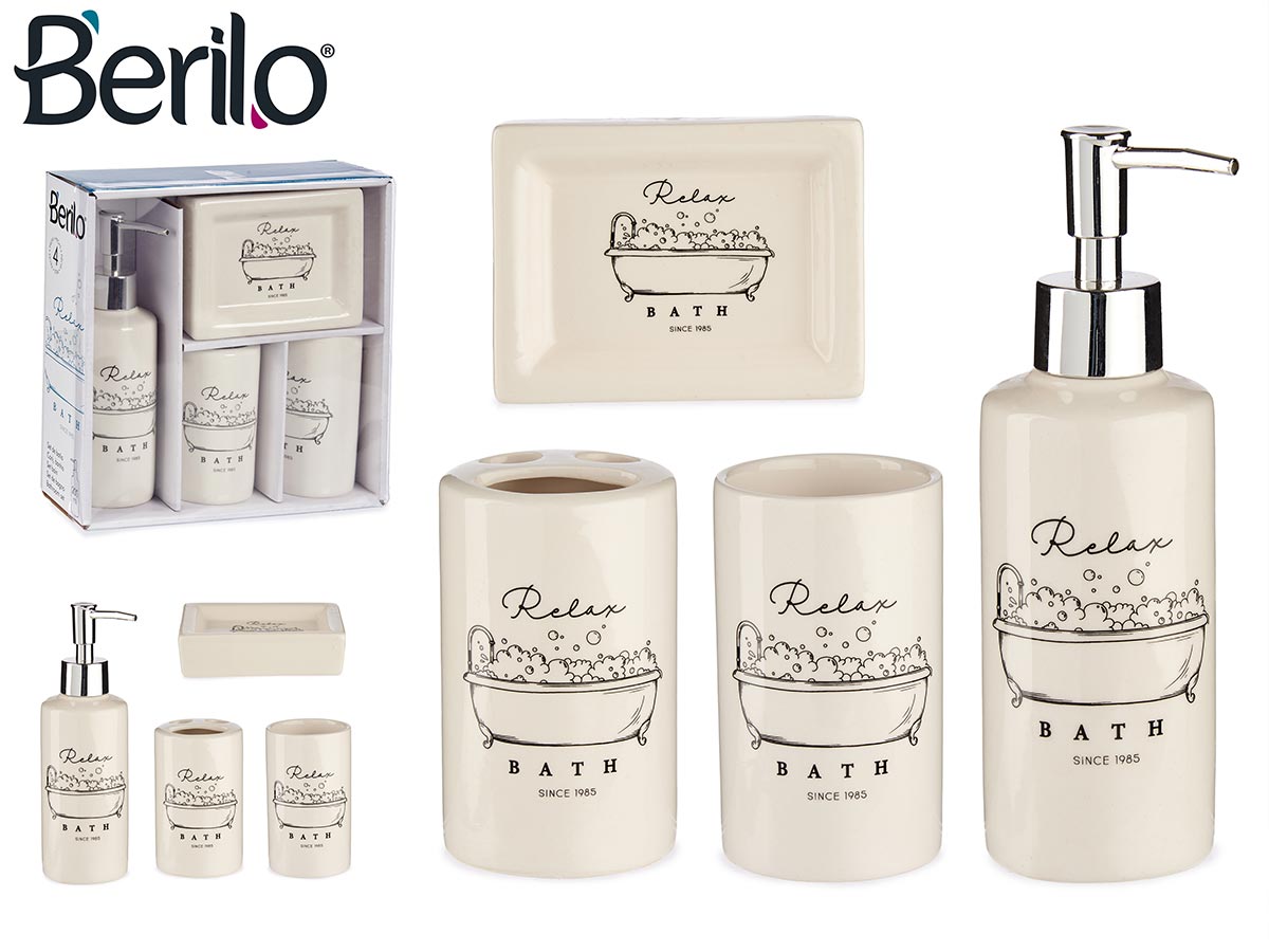 White relax ceramic bath 4 pcs set