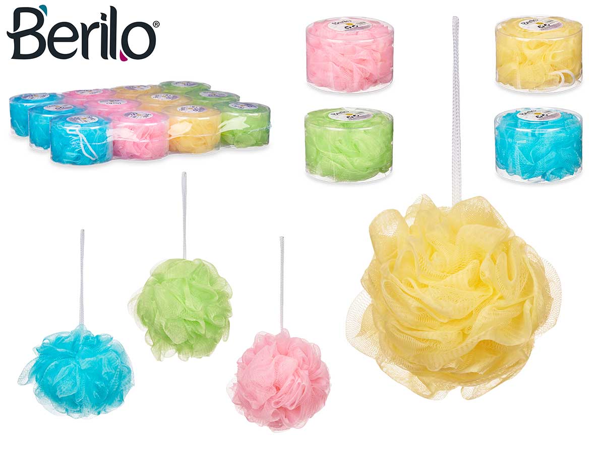 Mesh balls bath sponge pvc box assort 4 colors